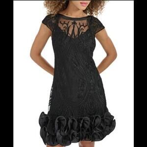 Guess Floral-Ruffled Hem Women's Mesh / Lace Dress In Size 4